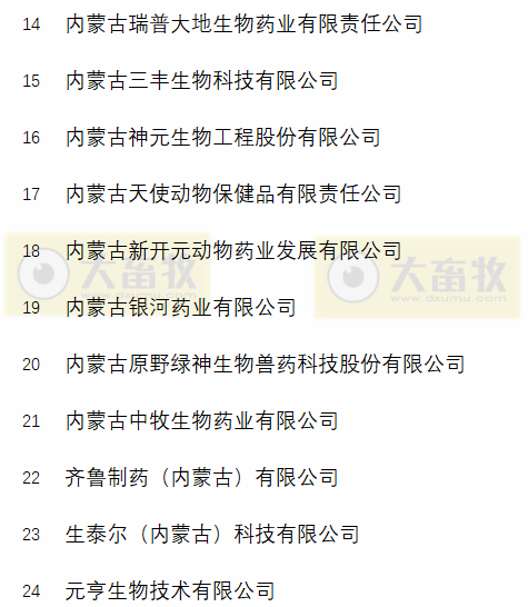 国内最新兽药生产企业名录（黑吉辽蒙篇）